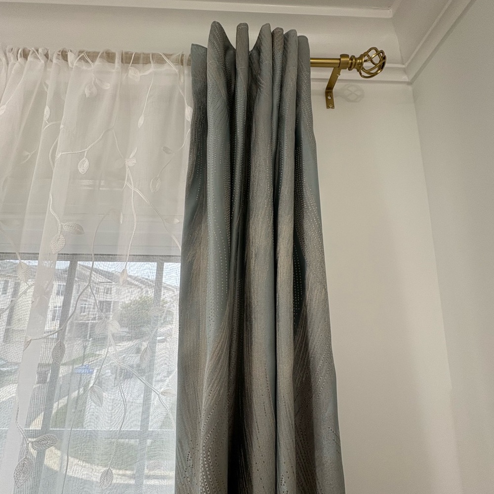 Sophisticated Light Blue and Silver Curtain Panel
